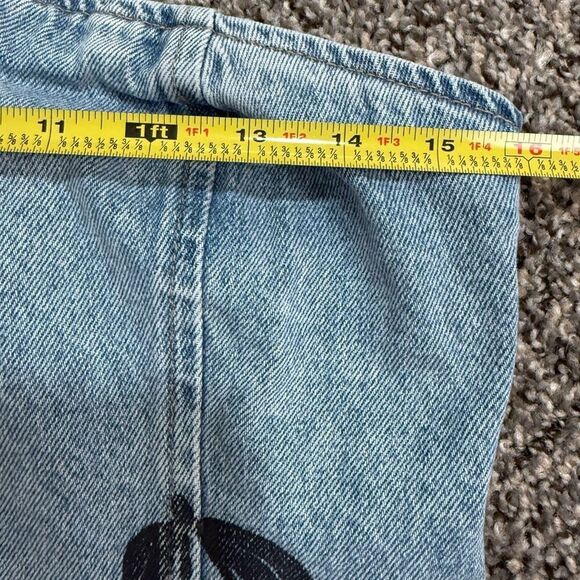 Forever 21 Blue Denim Printed Tube Top Cherry Y2K Medium Light - Picture 7 of 8